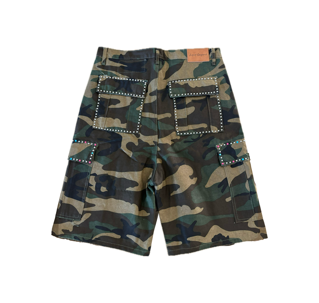 Studded Camo Shorts