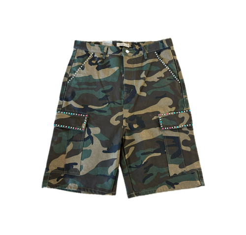 Studded Camo Shorts